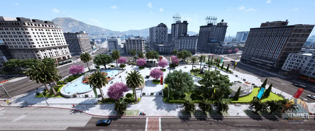 Place des Cubes Fleuri | Mapping FiveM — Design moderne et floral
